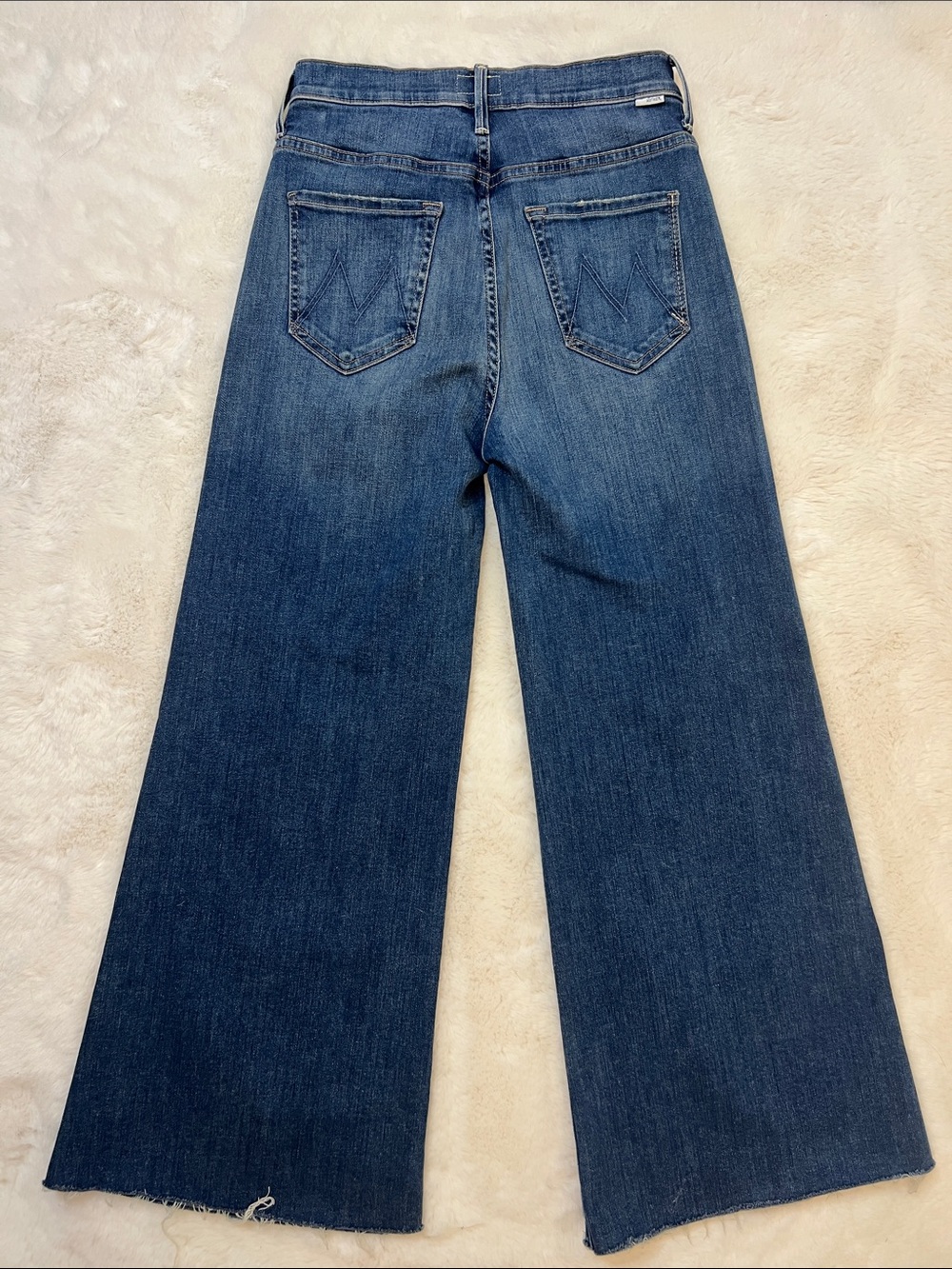 MOTHER The Swooner Roller Crop Fray High Waisted Wide Leg Jeans Size 27 - Picture 4 of 16
